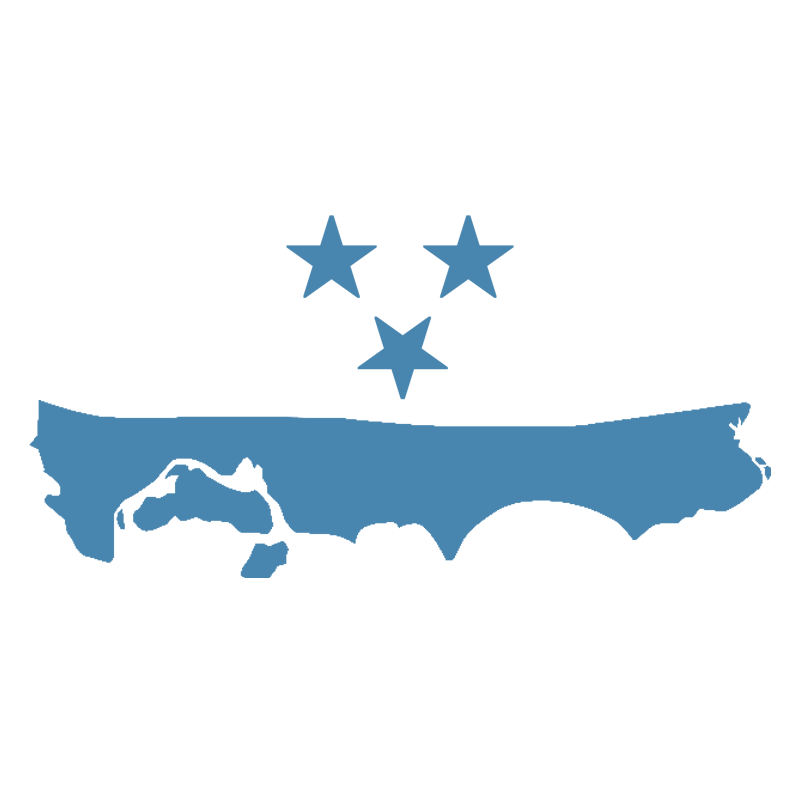 ein Icon, das die Ostseeküste von Zingst veranschaulicht, darüber drei Sterne